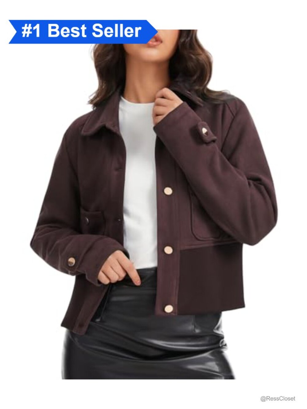 Faux Suede Cropped Button Down Casual Jacket Fall Coat